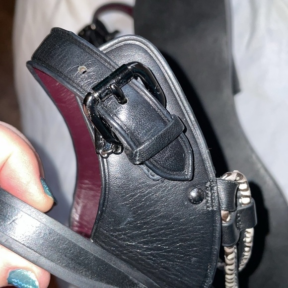 Coach Clarkson Leather Black White Snakeskin Print Thong Sandals size 9B - Picture 11 of 16